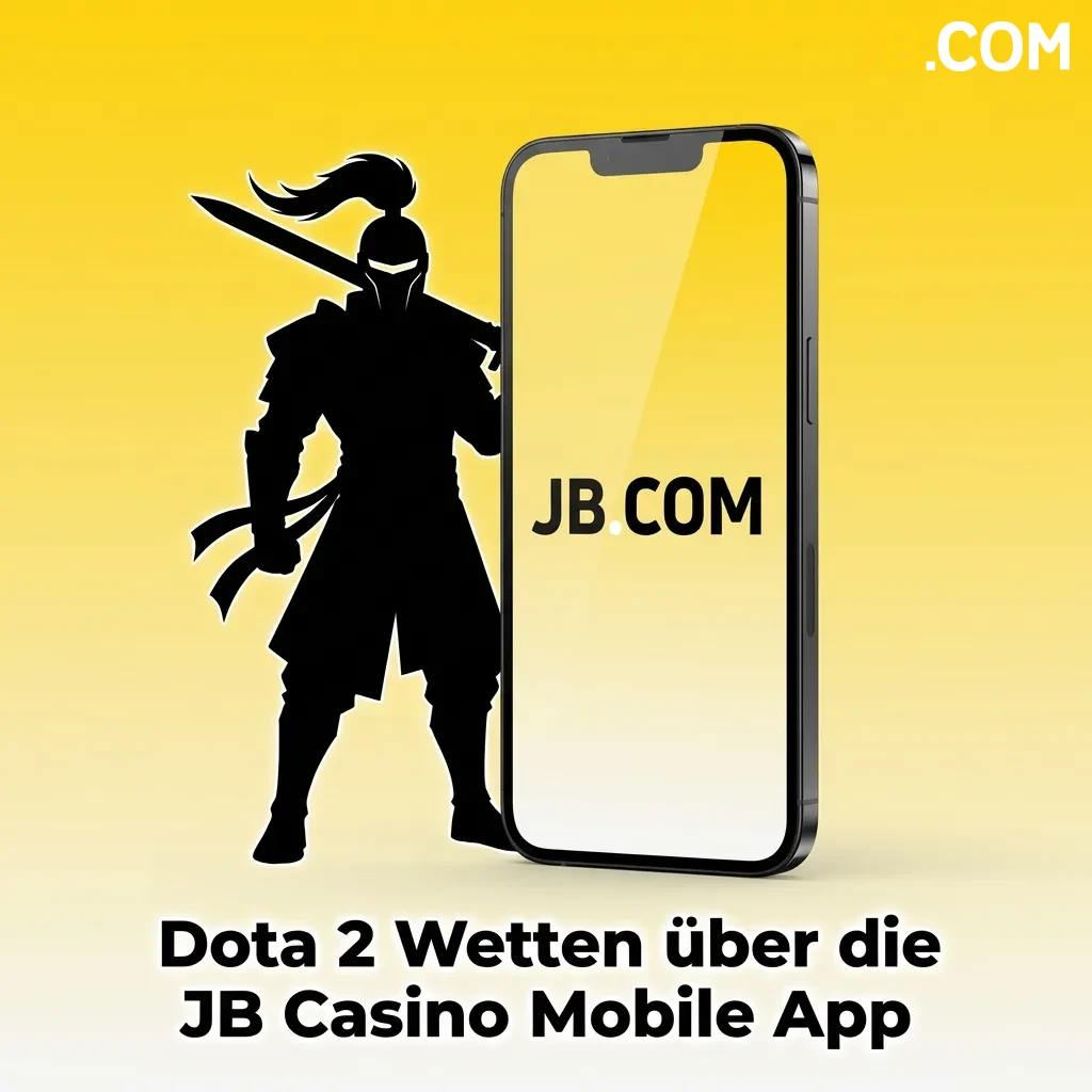 JB Casino mobile app interface showing Dota 2 esports betting markets and navigation menu on smartphone screen