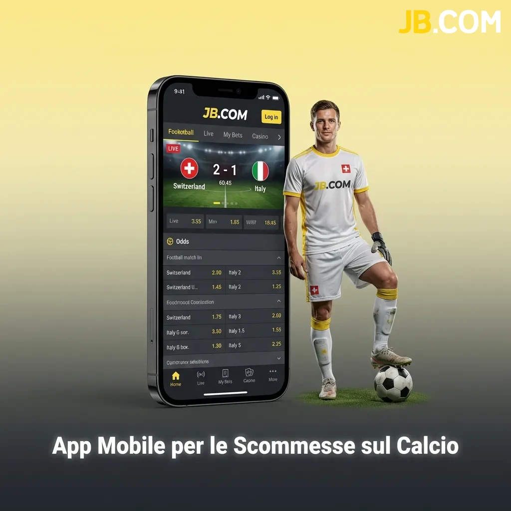 JB Casino mobile app for football betting on Android and iOS with live events, balance management, and easy access.