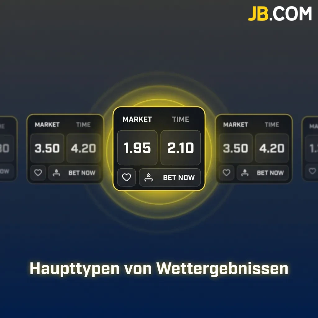 Infografik zeigt Haupttypen von Wettergebnissen: Handicap-Wetten, Über/Unter-Wetten, Live-Wetten und Spezialwetten
