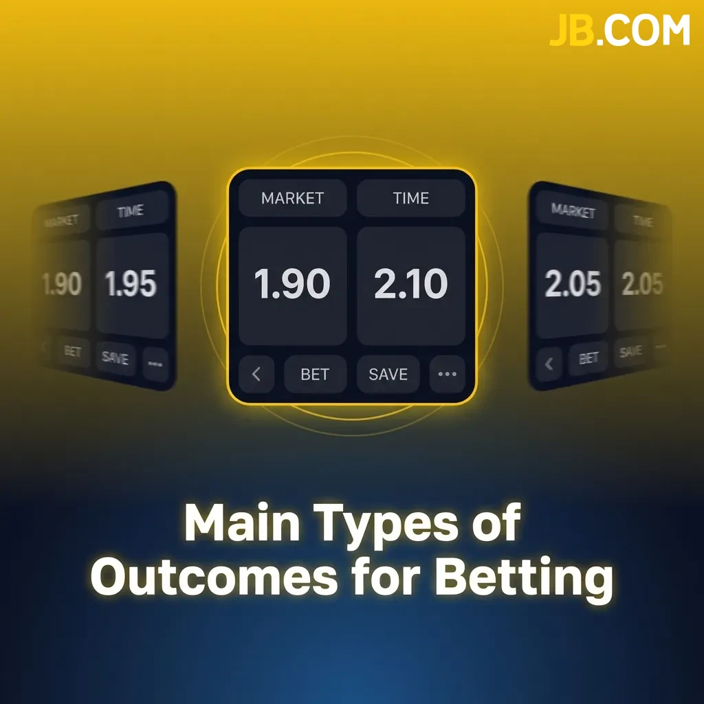 Infographic showing five main betting outcome types: Match Result, Over/Under, Handicap, Correct Score, and First Goalscorer