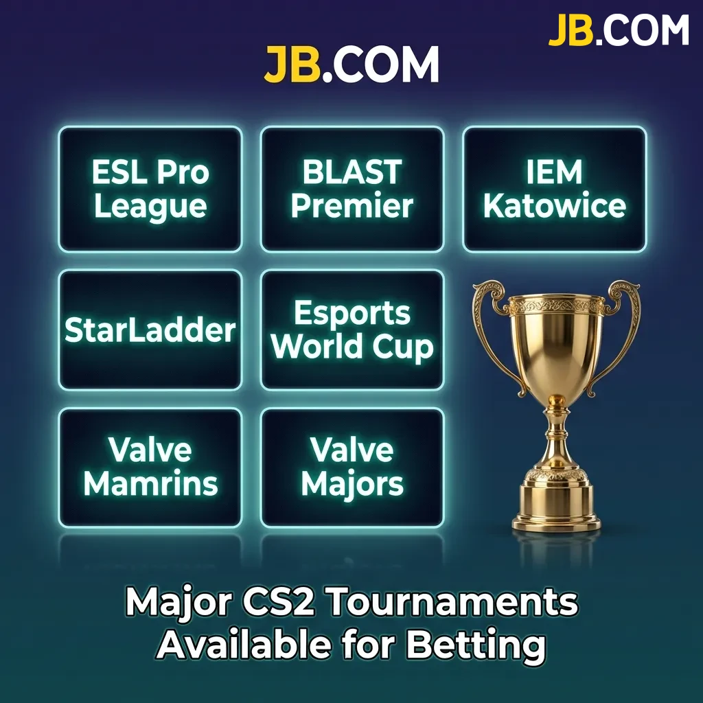 Major CS2 tournaments including ESL Pro League, BLAST Premier, IEM Katowice, and PGL Majors available for betting at JB Casino