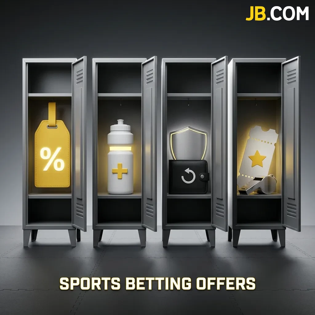 Sports betting promotions including welcome bonus, accumulator boost, risk-free bet, and weekly deposit match offers