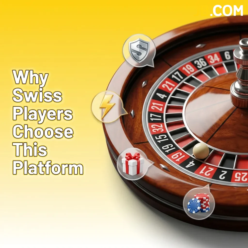 Swiss gaming platform interface showing secure transactions, mobile compatibility, and multi-currency support options