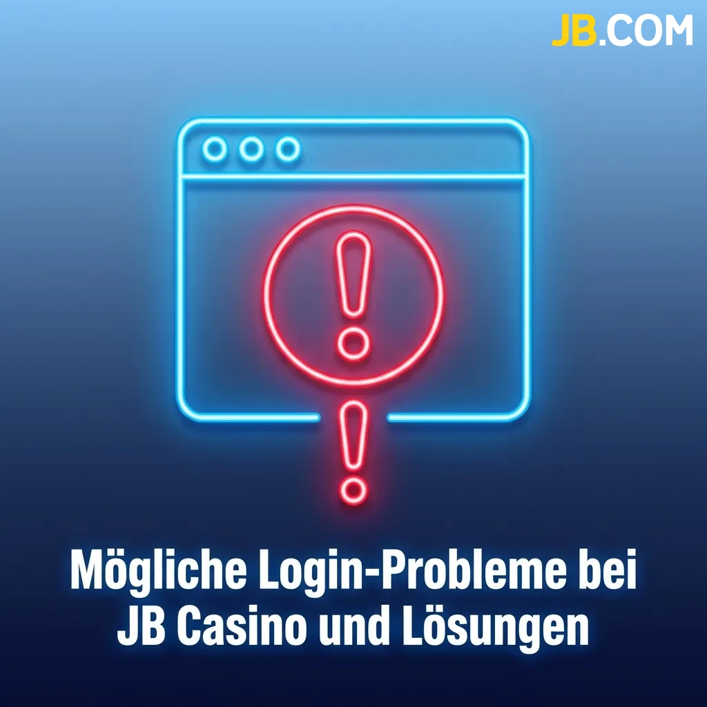 Troubleshooting table showing common JB Casino login problems and their solutions for password, account, and technical issues.