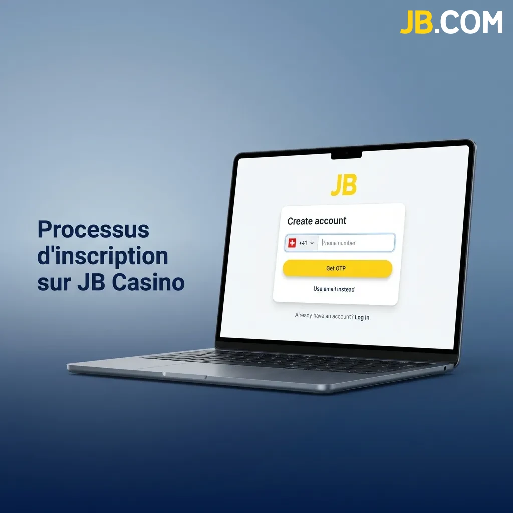 Step-by-step registration process for JB Casino showing account creation, email verification, and deposit options