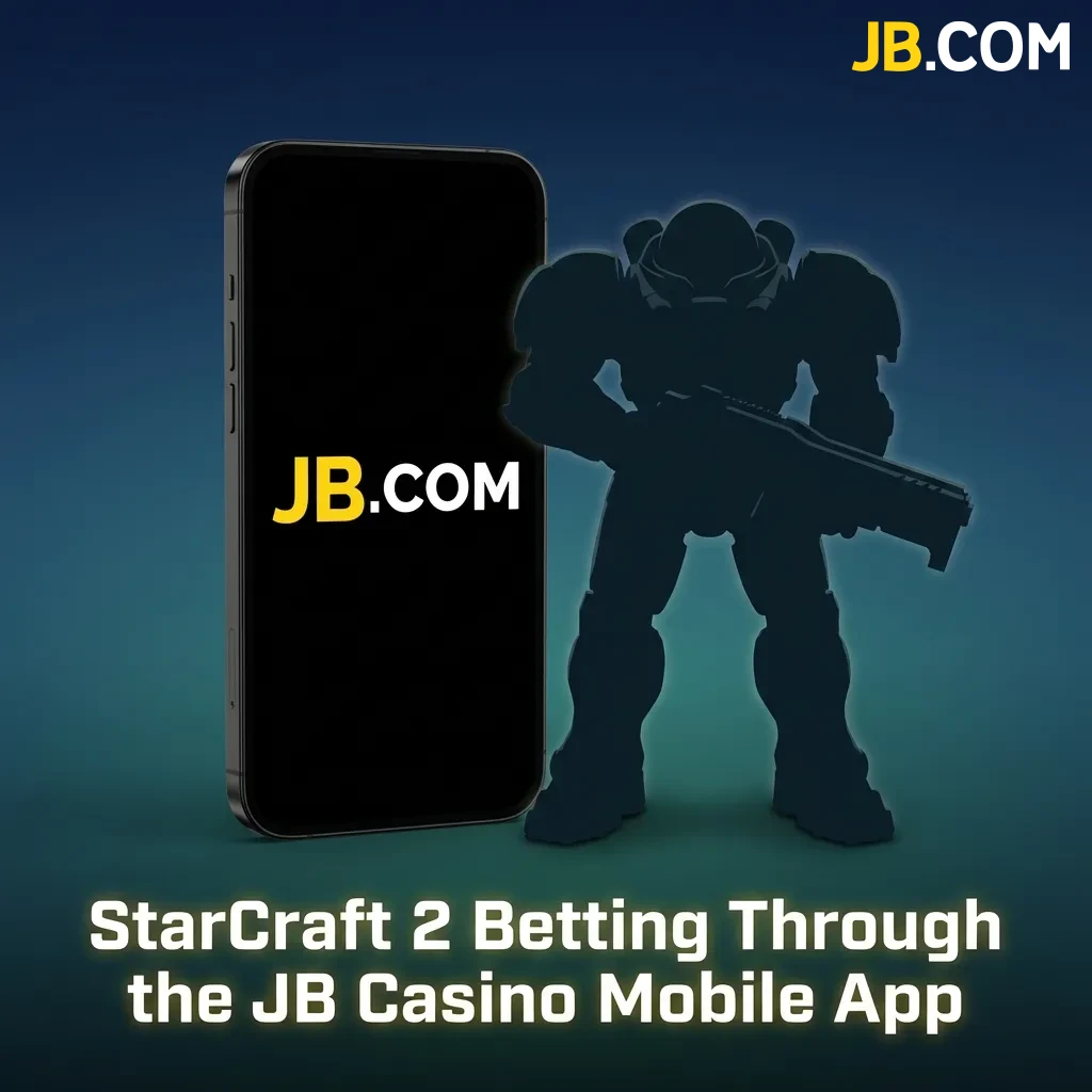 Mobile app interface showing StarCraft 2 betting options and live tournament matches on JB Casino platform