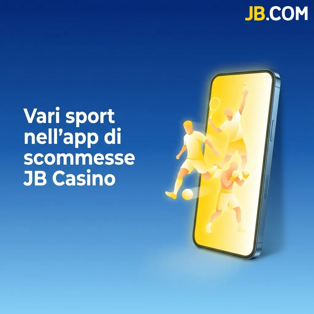JB Casino app showing multiple sports betting options including soccer, tennis, basketball, and esports available.